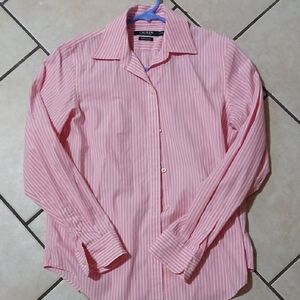 RALPH LAUREN Womens Size S Pink & White Stripped Button Down Shirt